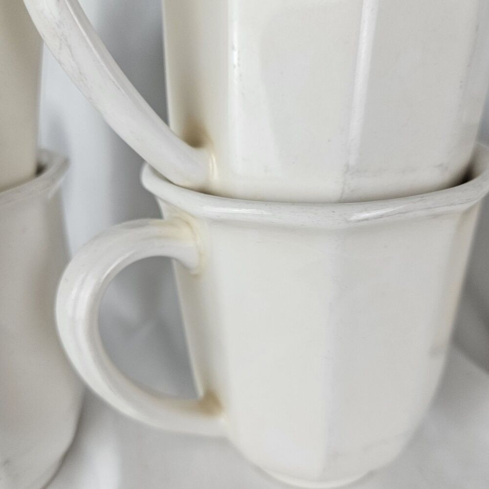 Pfaltzgraff Heritage 10 ounce White Coffee Latte Mugs 4 1/8" Set of 5 - Picture 3 of 5